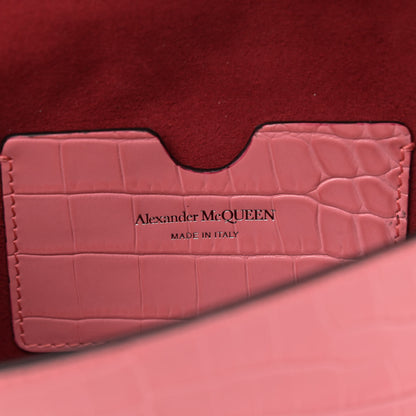 Alexander McQueen Calfskin Crocodile Embossed Skull Mini Crossbody Bag Pink 6 of 9