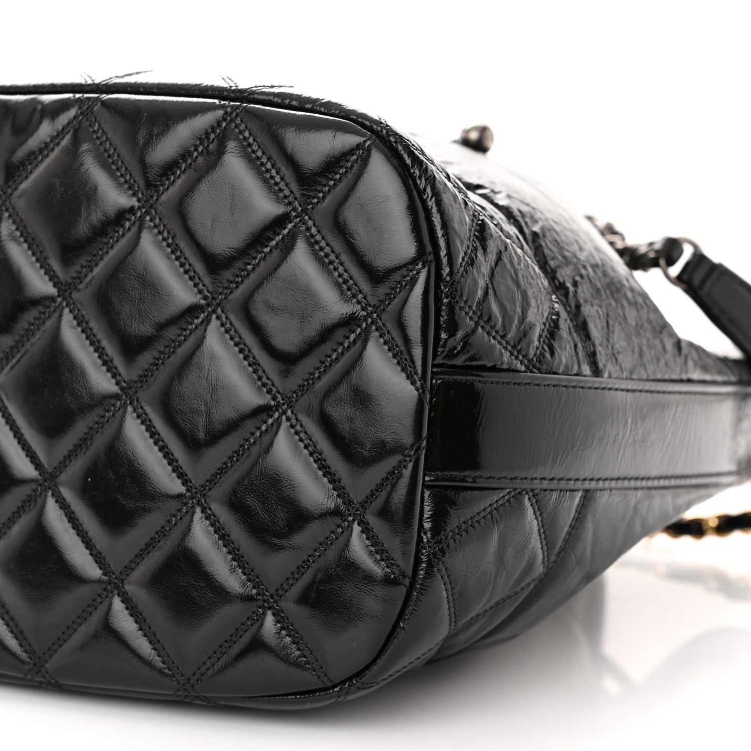 Chanel Shiny Aged Calfskin CC Chain Drawstring Bag Black 10 of 11