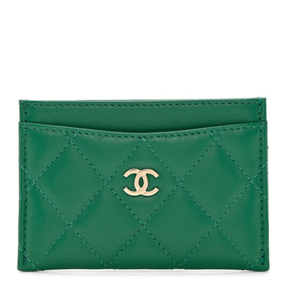 Chanel Lambskin Quilted Card Holder Green 1 of 8