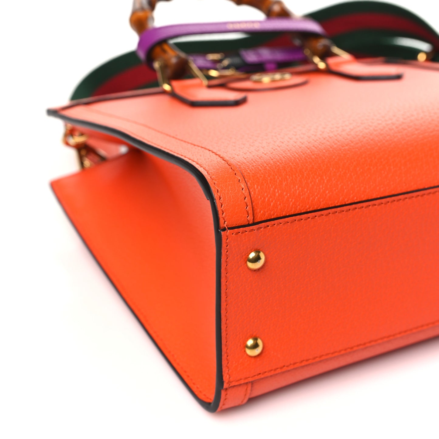 Textured Dollar Calfskin Web Small Diana Tote Bag Deep Orange Spicy Cyclamin