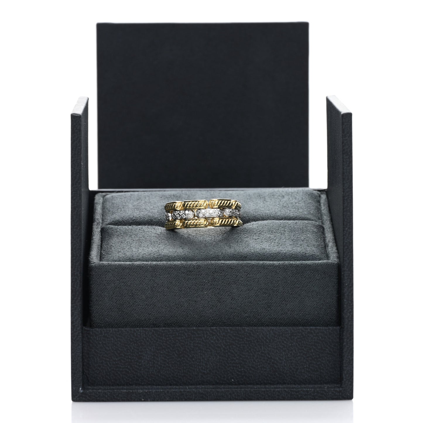 18K Yellow Gold Diamond Gatelin Link Ring 55 7.25