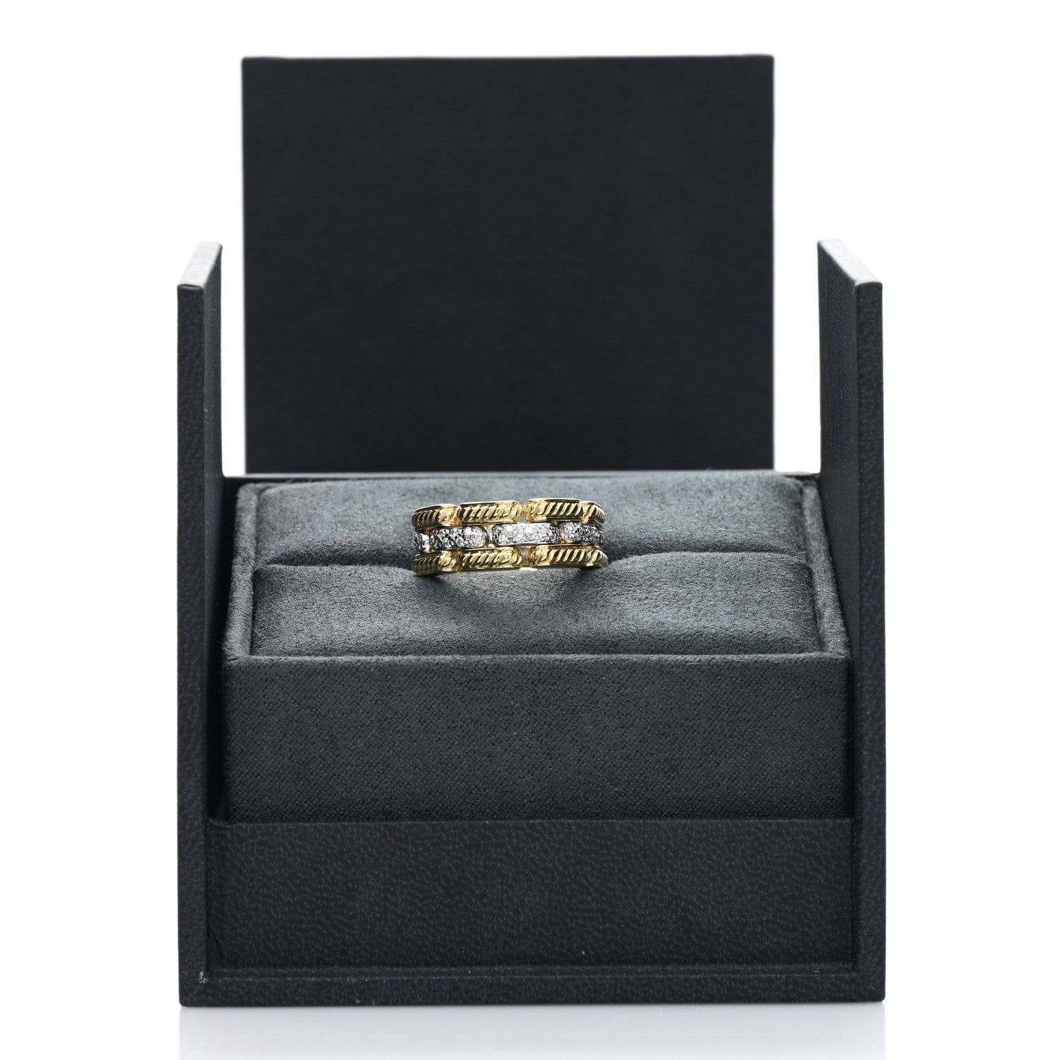 David Yurman 18K Yellow Gold Diamond Gatelin Link Ring 55 7.25 5 of 5