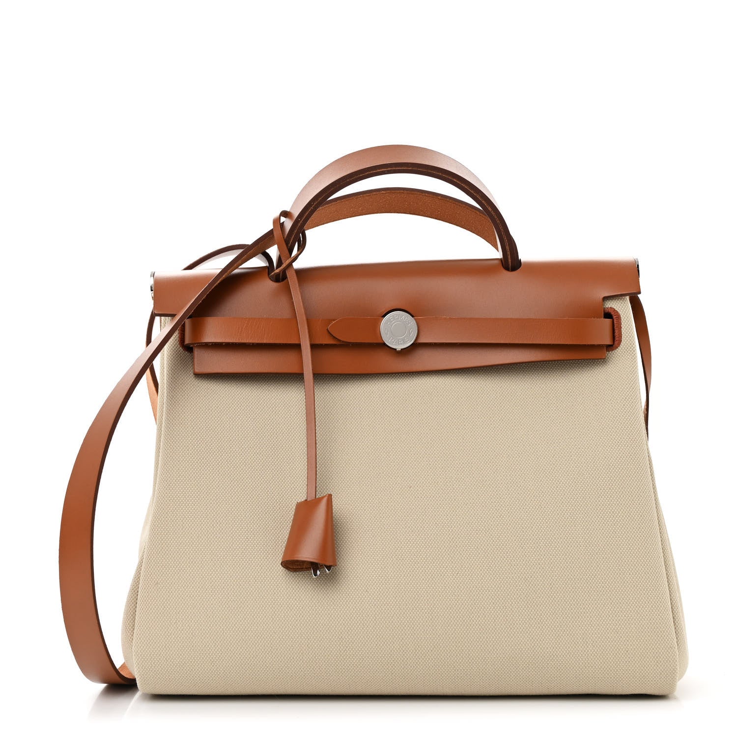 Hermes Military Toile Vache Hunter Herbag Zip Retourne 31 PM Beton Fauve 1 of 11