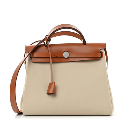 Hermes Military Toile Vache Hunter Herbag Zip Retourne 31 PM Beton Fauve 1 of 11