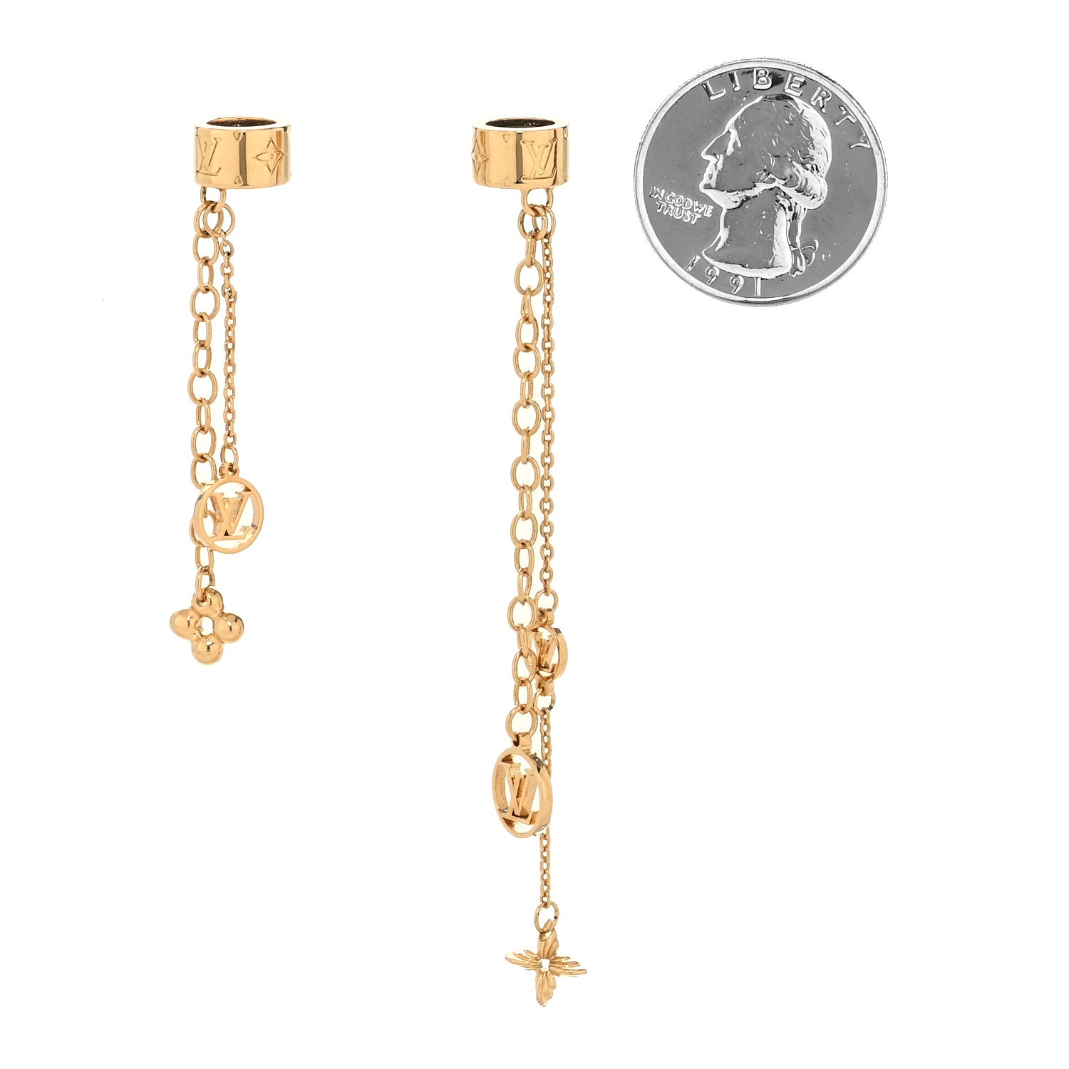 Louis Vuitton Nanogram Earphone Earrings Gold 2 of 3