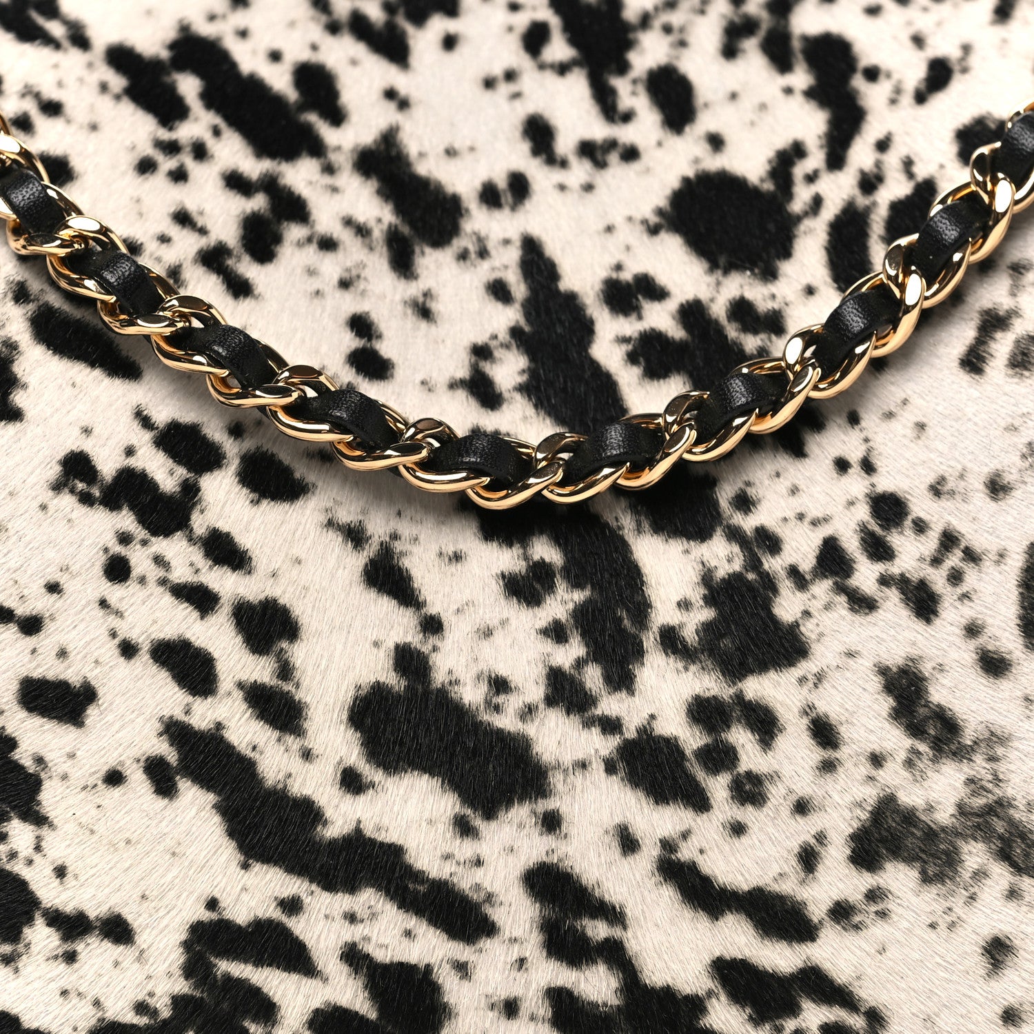Chanel Lambskin Pony Hair Printed Clutch With Chain Black White 8 of 11