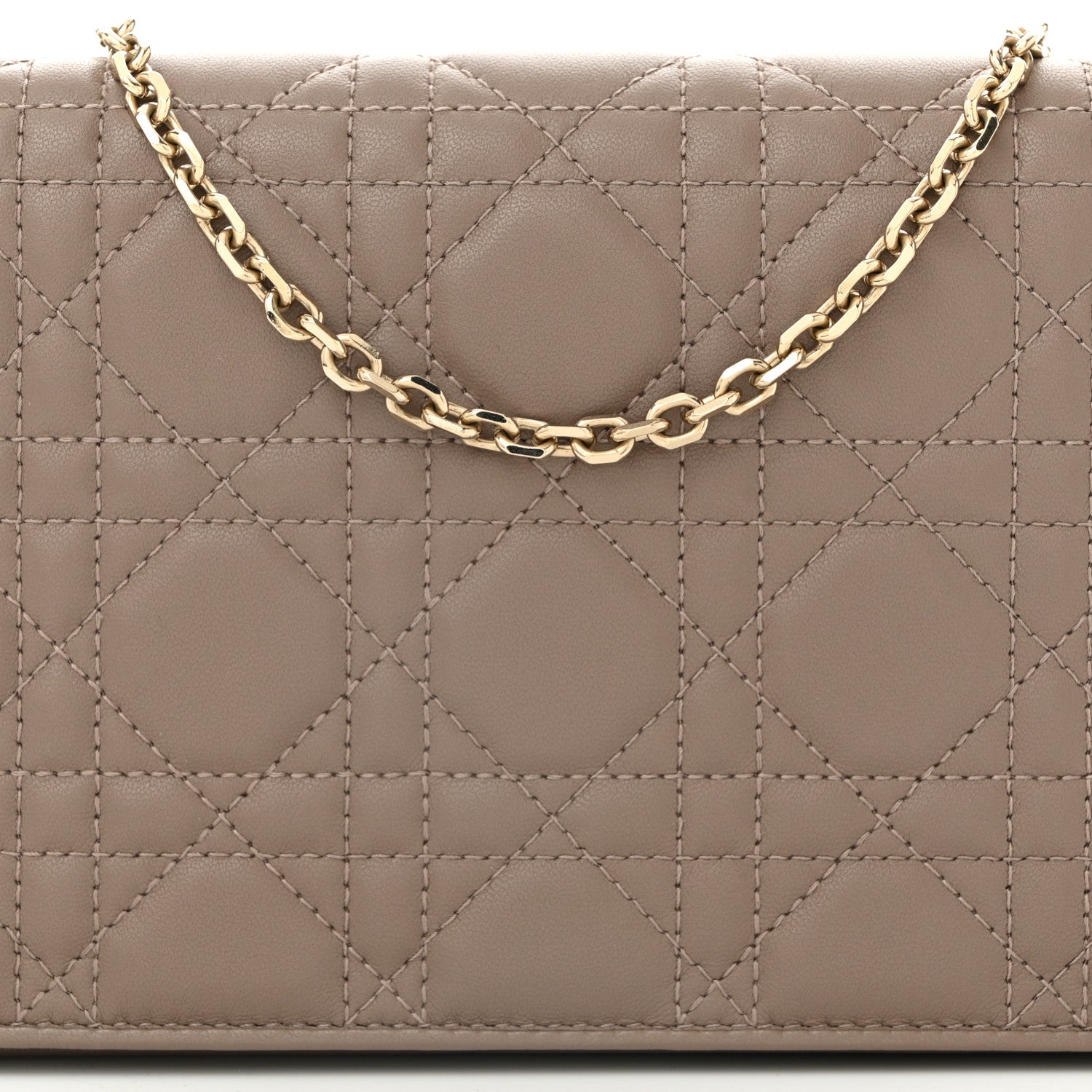 Christian Dior Lambskin Cannage Lady Dior Pouch Warm Taupe 8 of 10