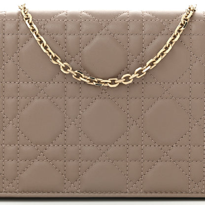 Christian Dior Lambskin Cannage Lady Dior Pouch Warm Taupe 8 of 10