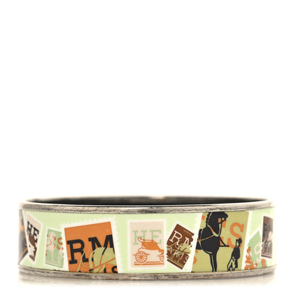 Hermes Enamel Printed Wide De Passage a Paris Bracelet 70 3 of 6