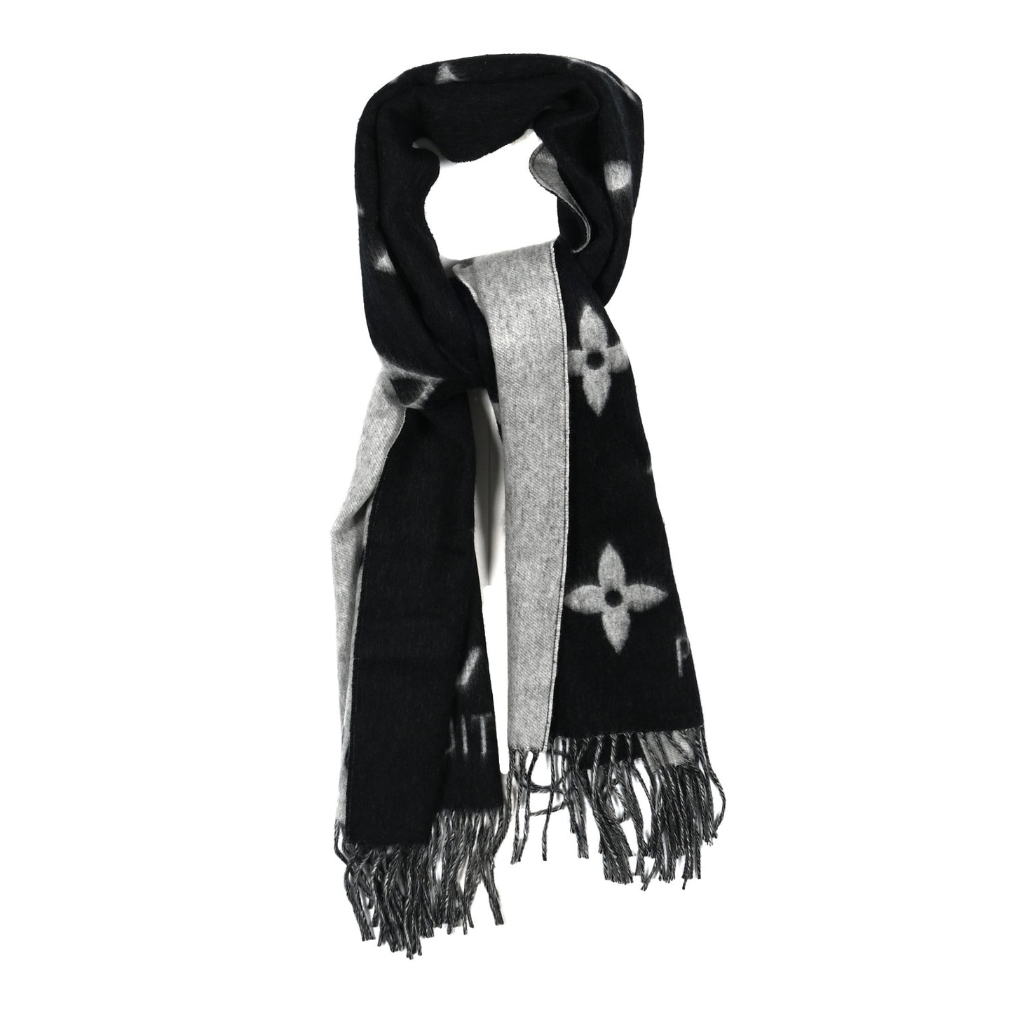 Cashmere Monogram Reykjavik Scarf Black