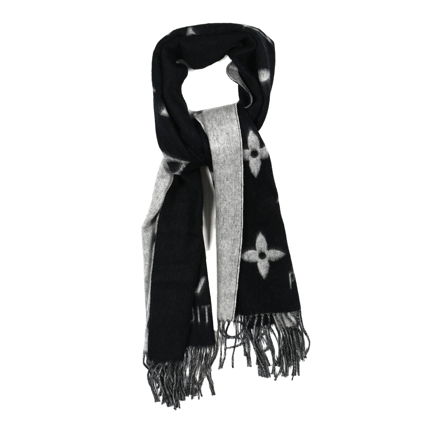 Louis Vuitton Cashmere Monogram Reykjavik Scarf Black 1 of 3