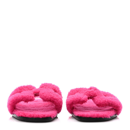 Hermes Woolskin Oran Sandals 38 Rose Fuchsia 2 of 8