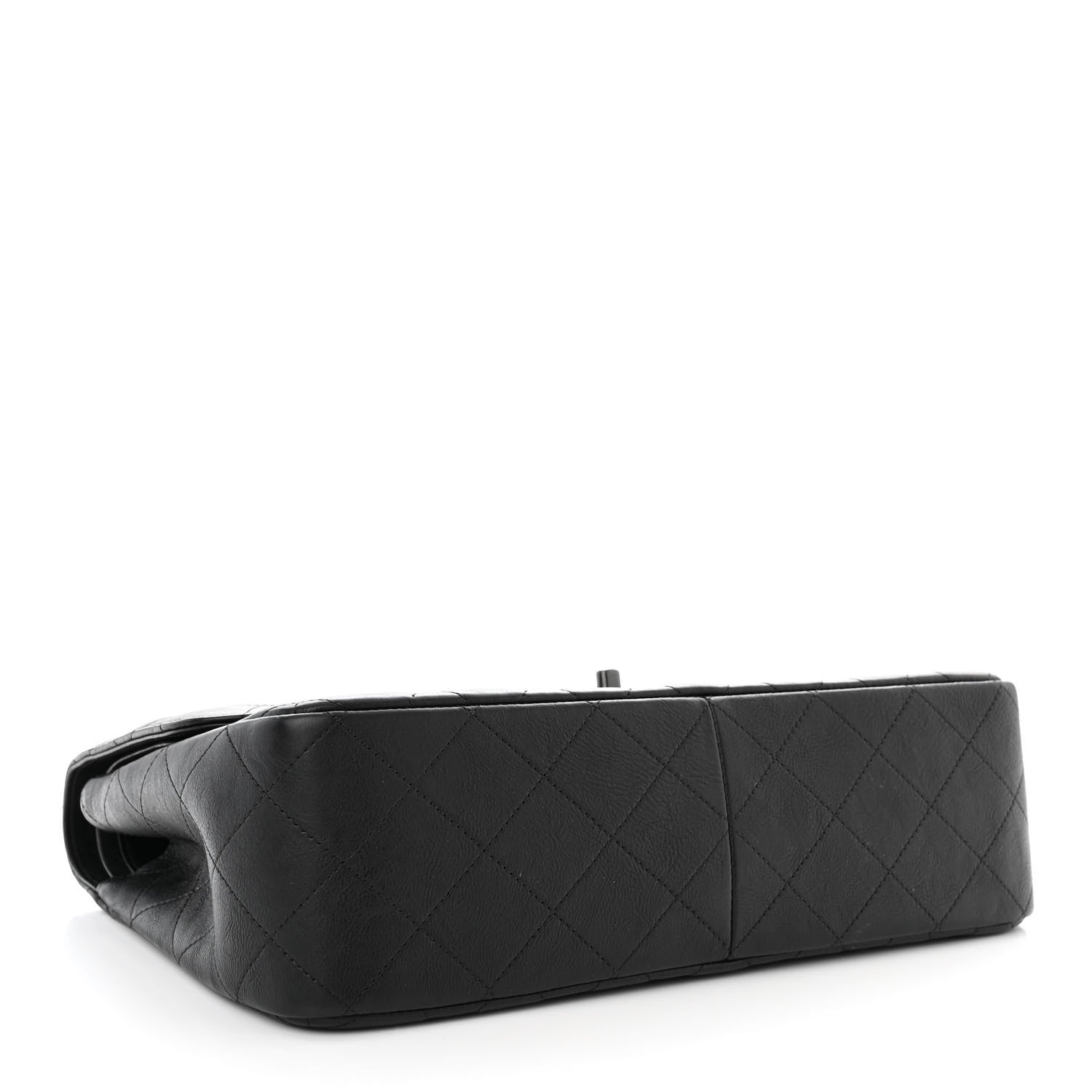 Chanel Crumpled Calfskin Quilted Jumbo Double Flap So Black 4 of 13