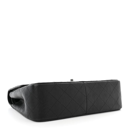 Chanel Crumpled Calfskin Quilted Jumbo Double Flap So Black 4 of 13