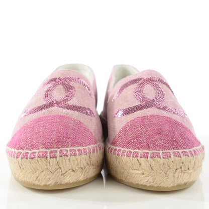 Chanel Toile Sequin CC Espadrilles 37 Pink Dark Pink 3 of 10