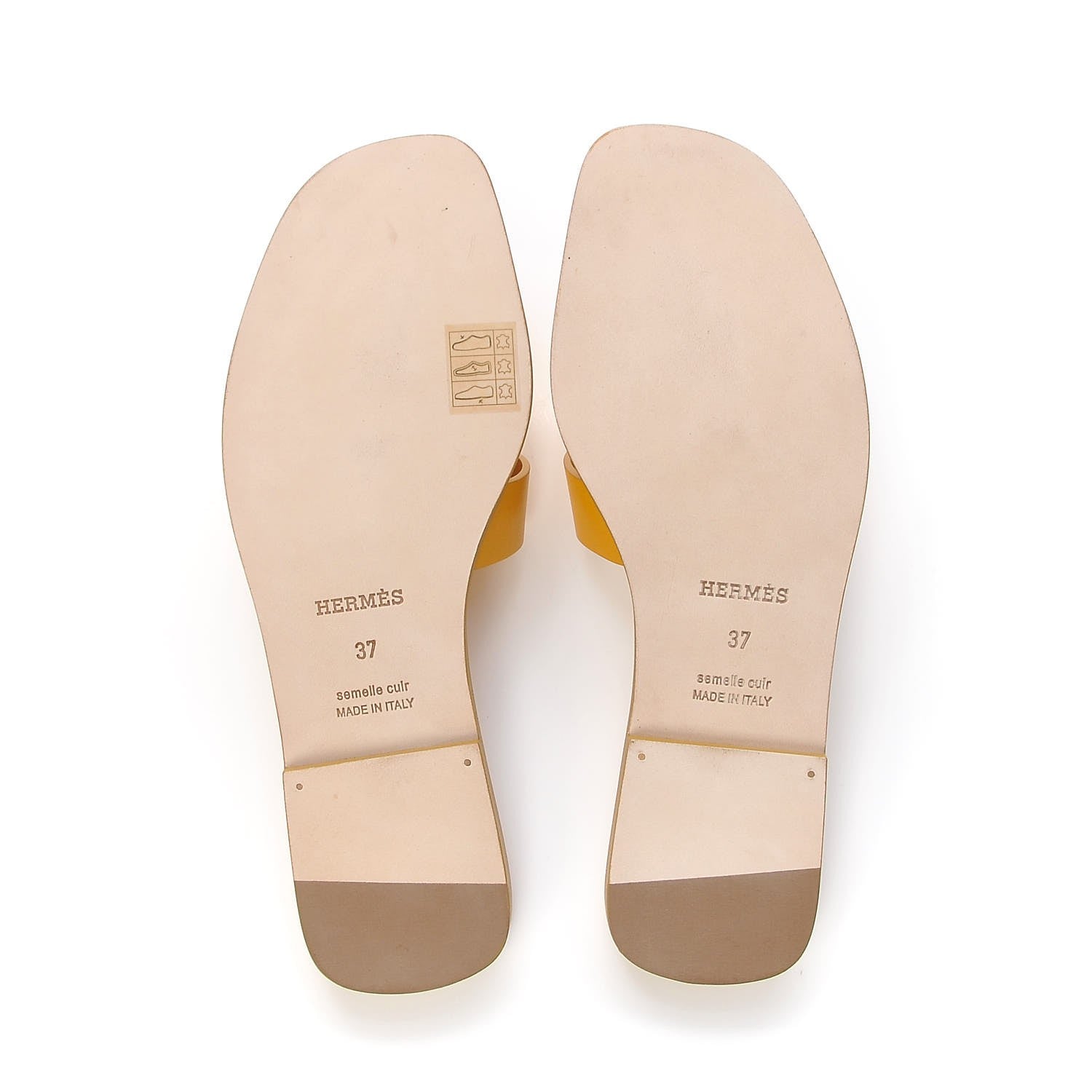 Hermes Calfskin Oran Sandals 37 Ocre Jaune 6 of 10