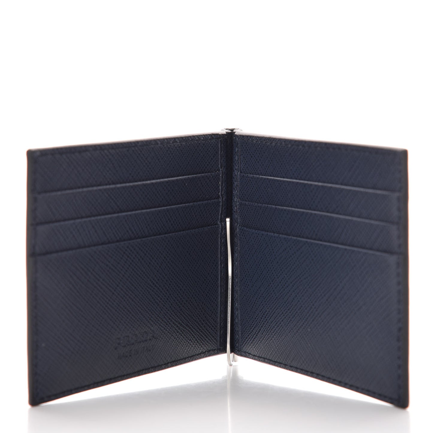 Saffiano Metal Bi-Color Money Clip Bi-Fold Wallet Black Baltico