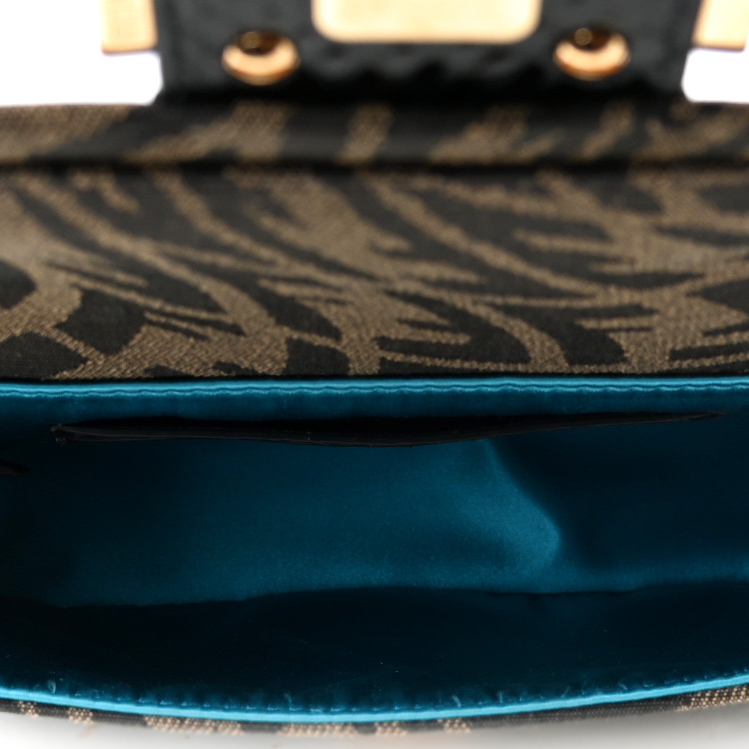 Fendi X SARAH COLEMAN Fabric Jacquard Ayers Enamel FF Vertigo Mini Baguette 1997 Tobacco Moro Black 4 of 4