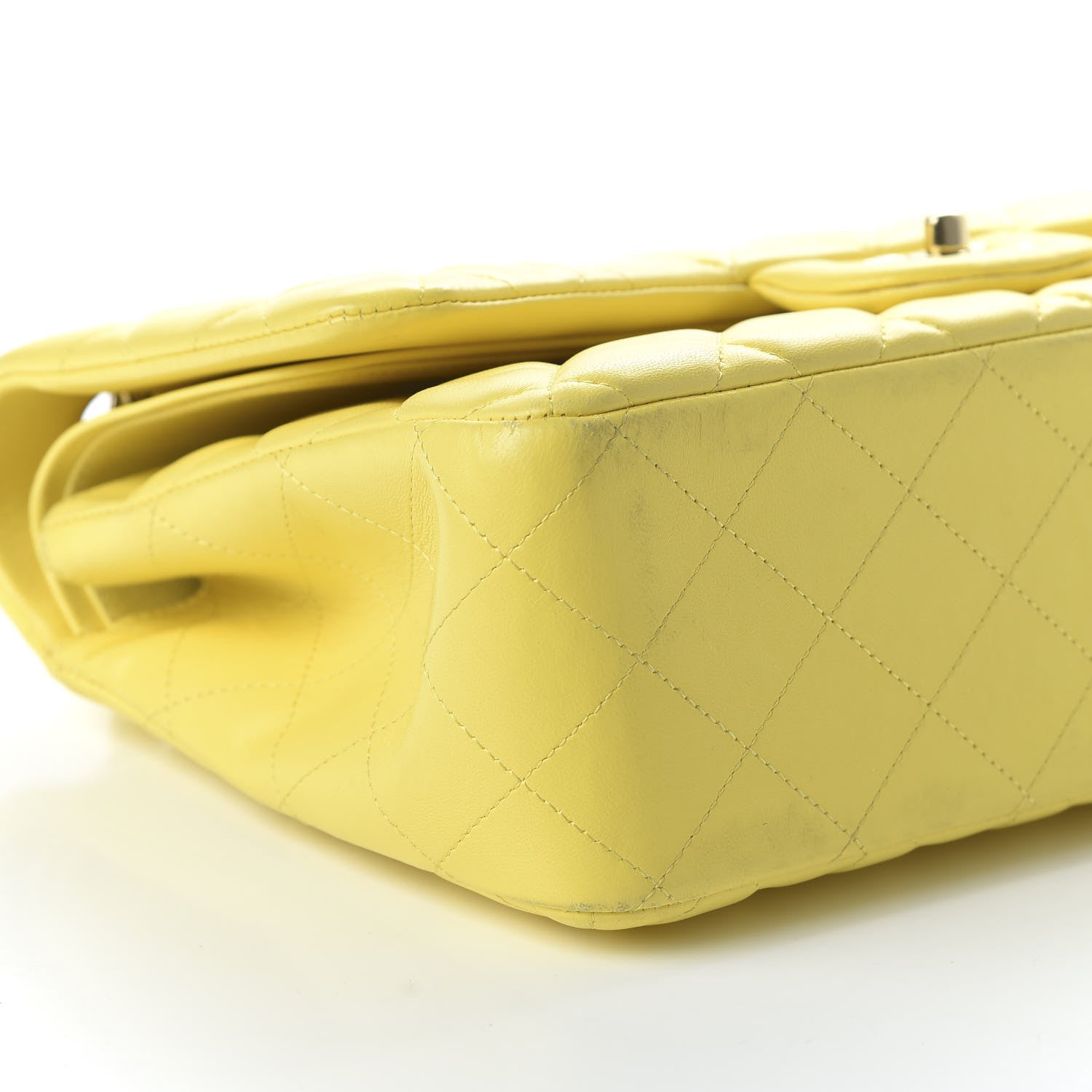 Chanel Lambskin Quilted Jumbo Double Flap Yellow 5 of 9