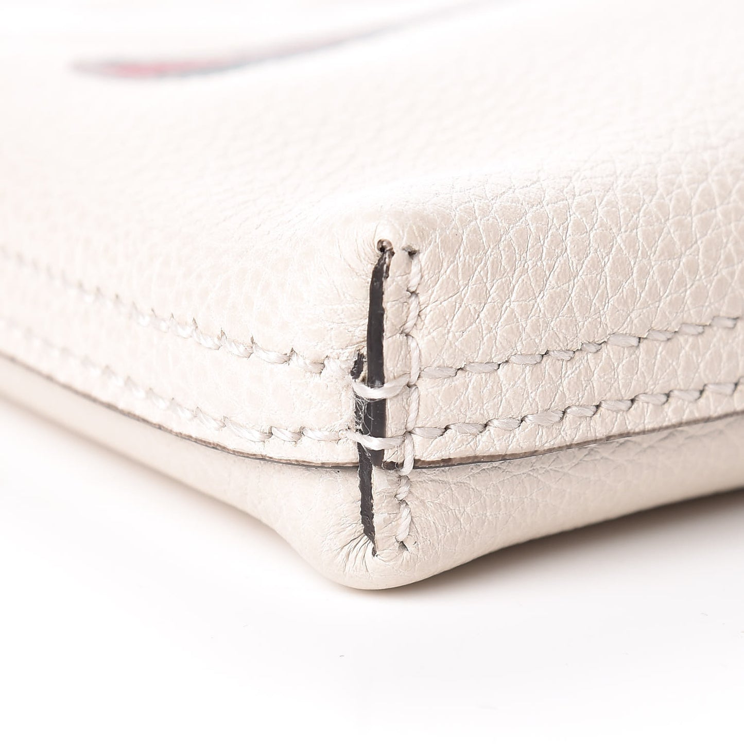 Pebbled Calfskin Medium Logo Portfolio Clutch White