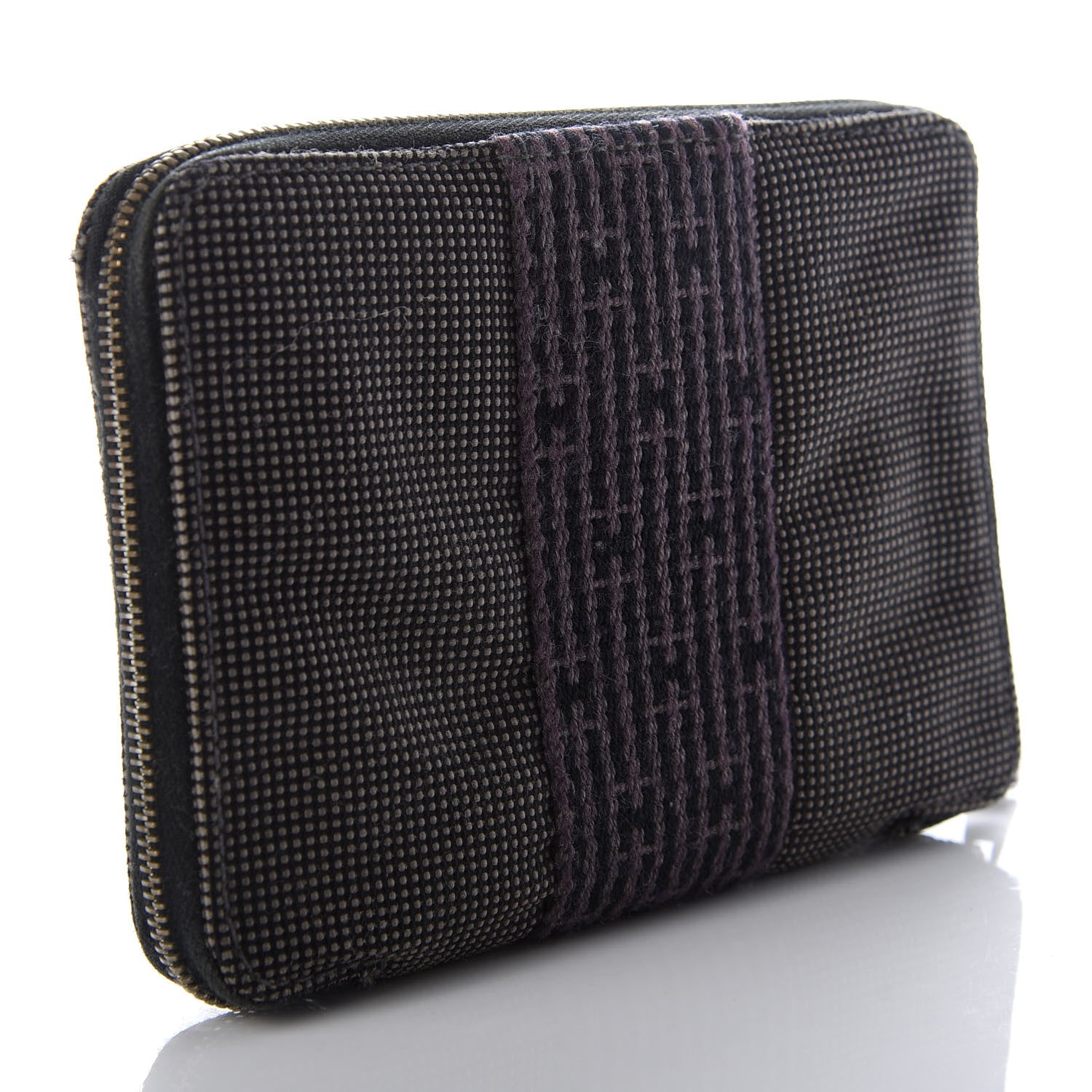 Hermes Canvas Herline Zip Wallet Grey 3 of 6