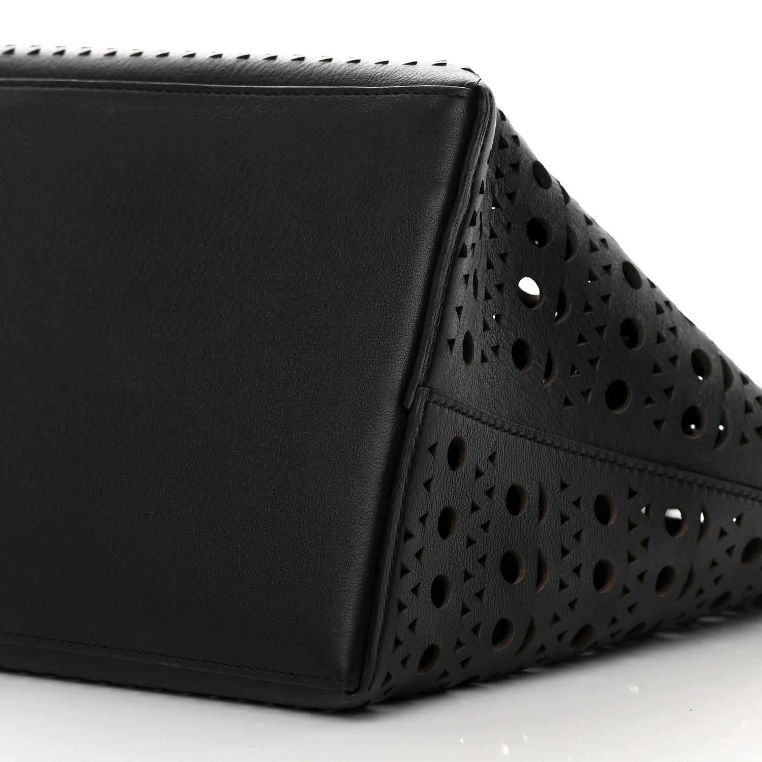 Alaia Lux Calfskin Optical Perforated Laser Cut Mina 44 Tote Black 11 of 11
