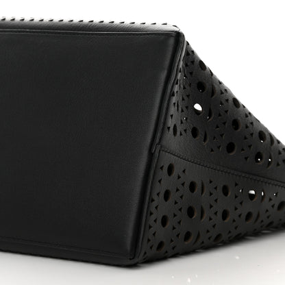 Alaia Lux Calfskin Optical Perforated Laser Cut Mina 44 Tote Black 11 of 11