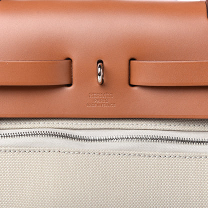 Hermes Military Toile Vache Hunter Herbag Zip Retourne 31 PM Beton Fauve 10 of 11
