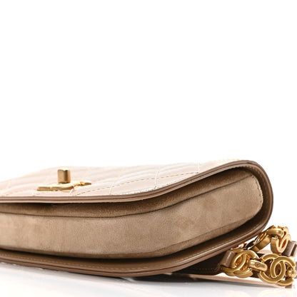 Chanel Shiny Calfskin Quilted Suede Goatskin Belt Bag Beige 8 of 8
