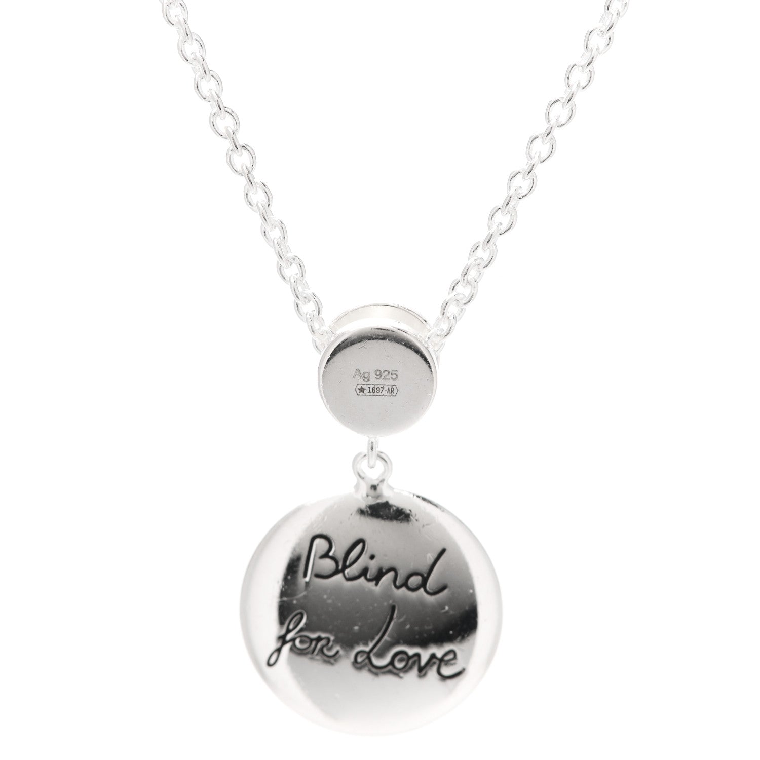 Gucci Sterling Silver Blue Zirconia Blind For Love Pendant Necklace 5 of 6