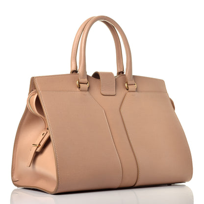Saint Laurent Textured Calfskin Medium Cabas ChYc Beige 3 of 9