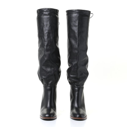 Gucci Deauville Calfskin Cinched Knee High Boots 37.5 Black 4 of 11
