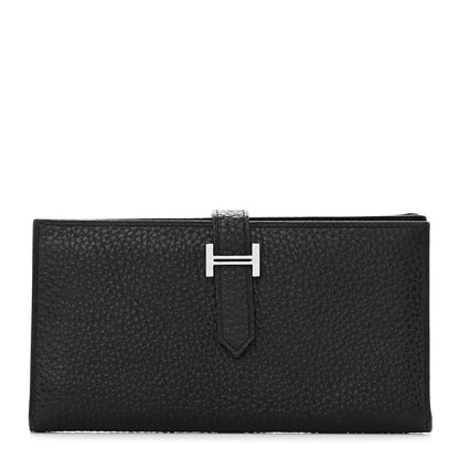 Hermes Taurillon Clemence Bearn Gusset Wallet Black 1 of 7