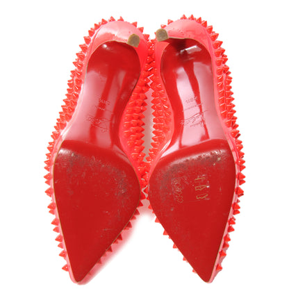 Christian Louboutin Patent Pigalle Plato Spikes 120 Pumps 38.5 Fluo Rose Paris 5 of 8