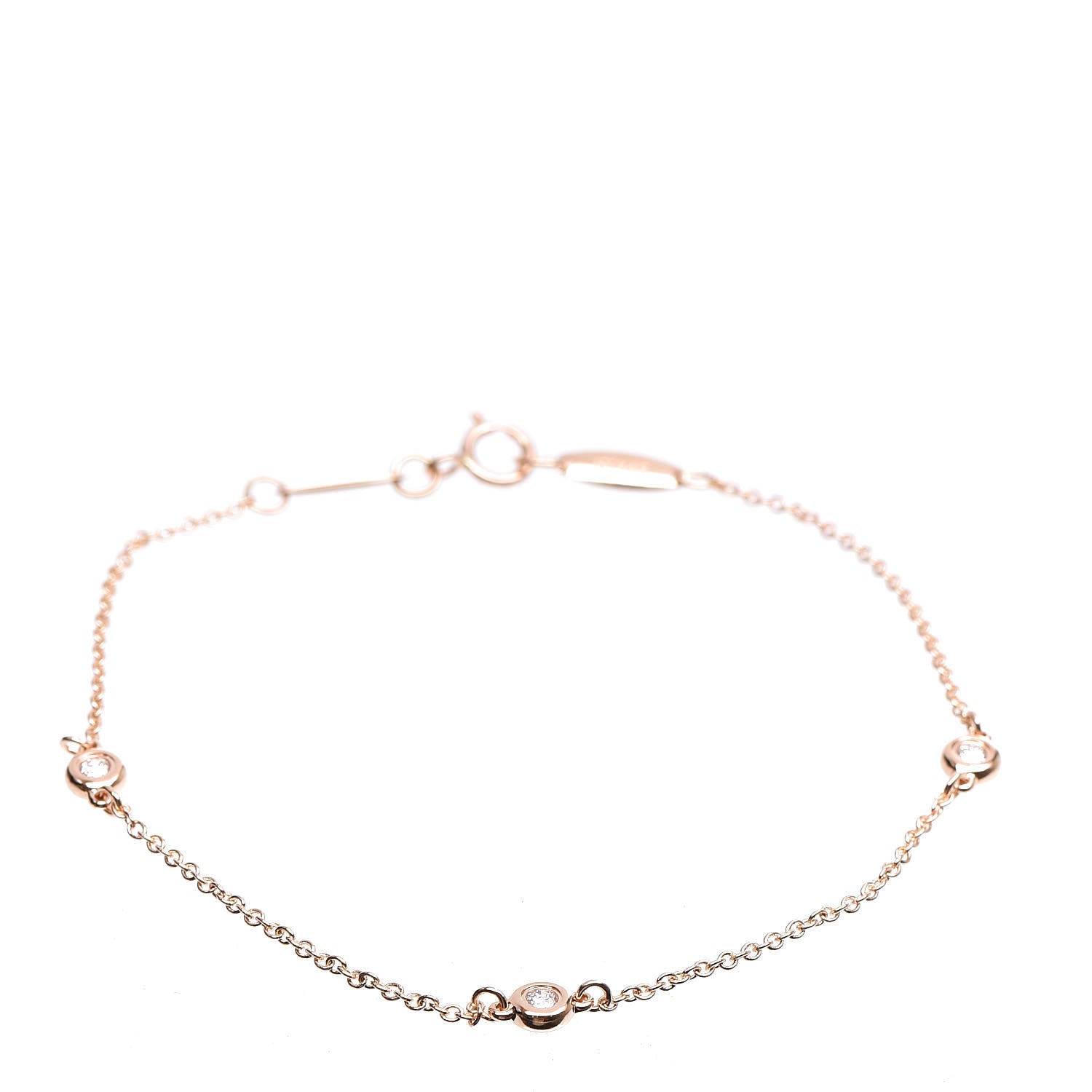 Tiffany 18K Rose Gold Diamond .09ctw Elsa Peretti Diamonds by the Yard Bracelet 1 of 8