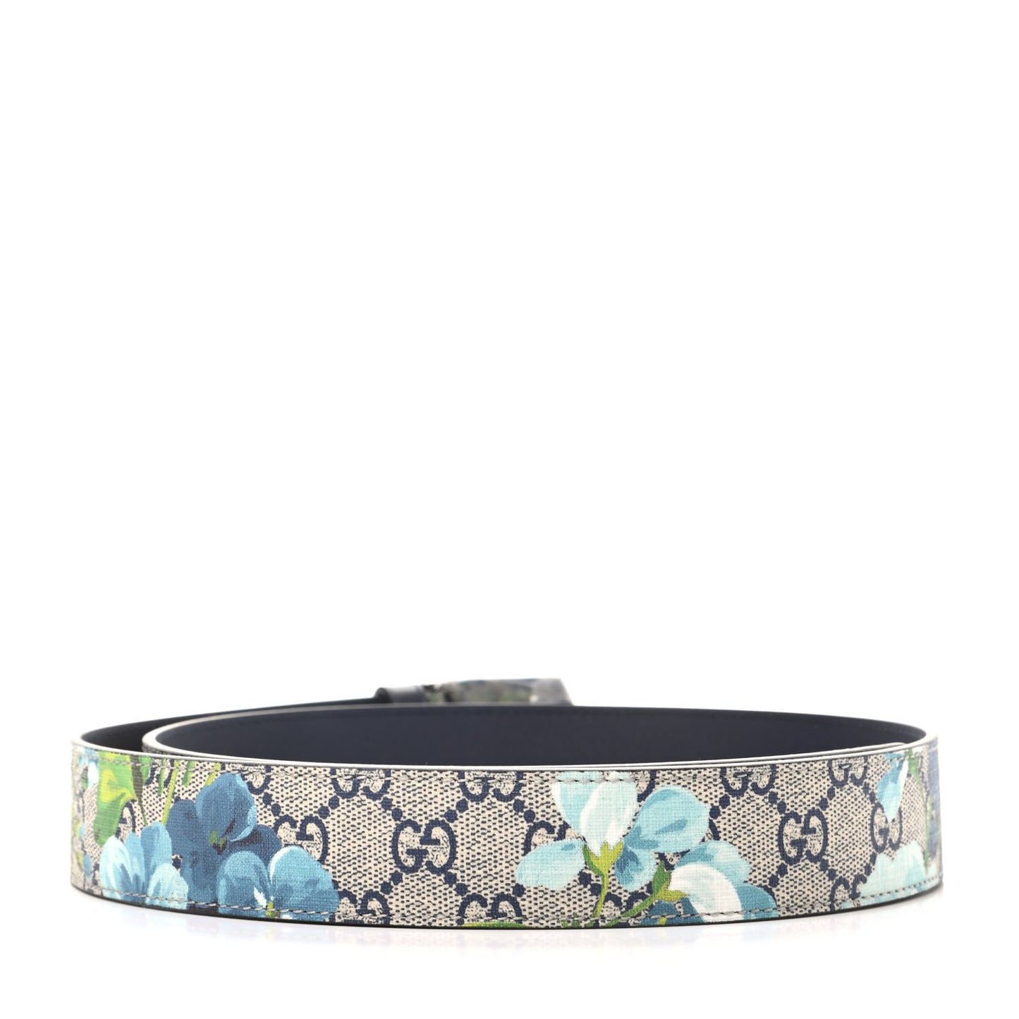 GG Supreme Monogram Blooms Plaque Belt 95 38 Blue