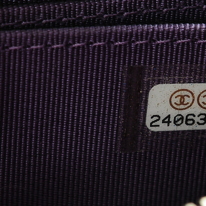 Chanel Metallic Lambskin Quilted Zip Around Coin Purse Wallet Dark Purple 7 of 7