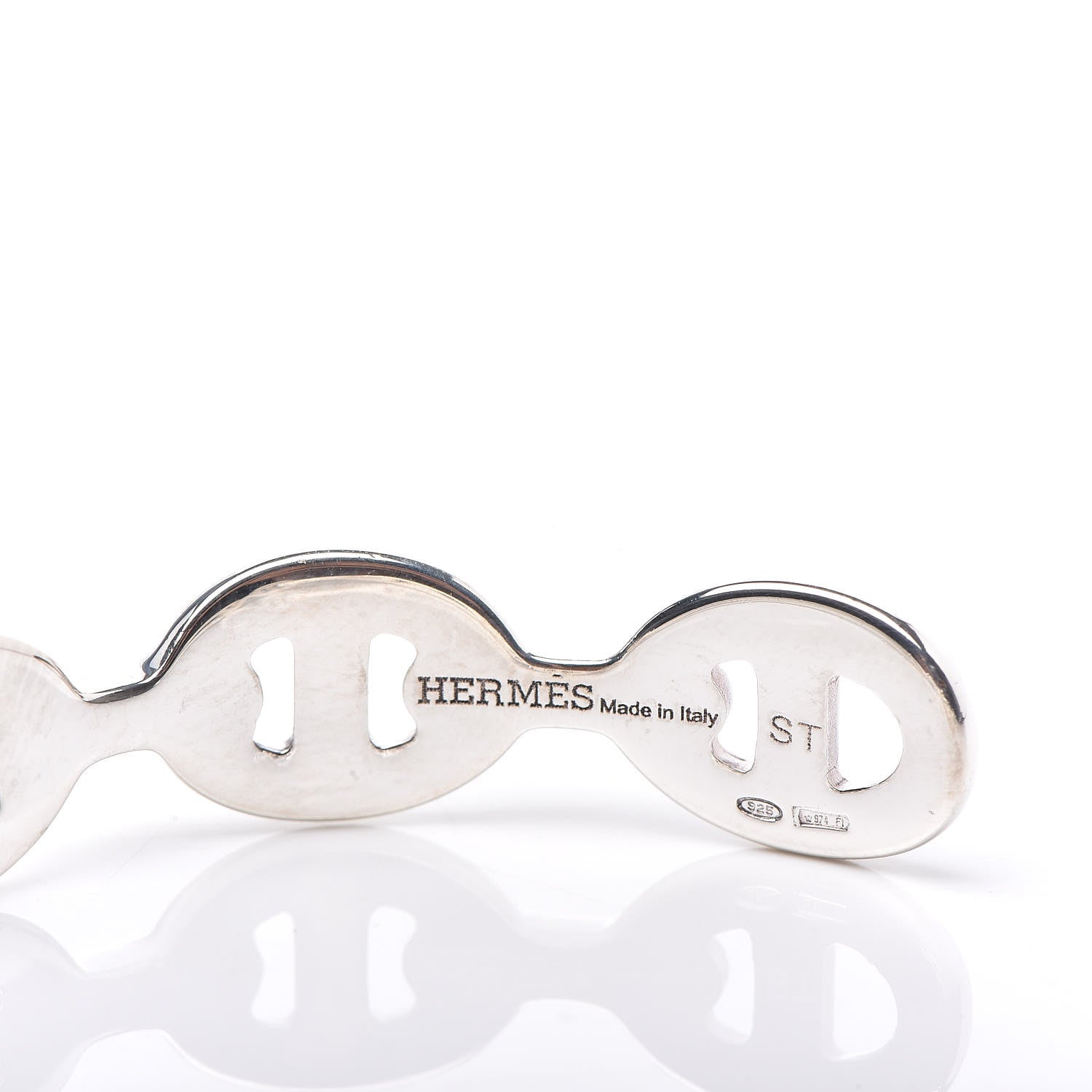 Hermes Sterling Silver MM Chaine d'Ancre Enchainee Cuff Bracelet ST 4 of 5