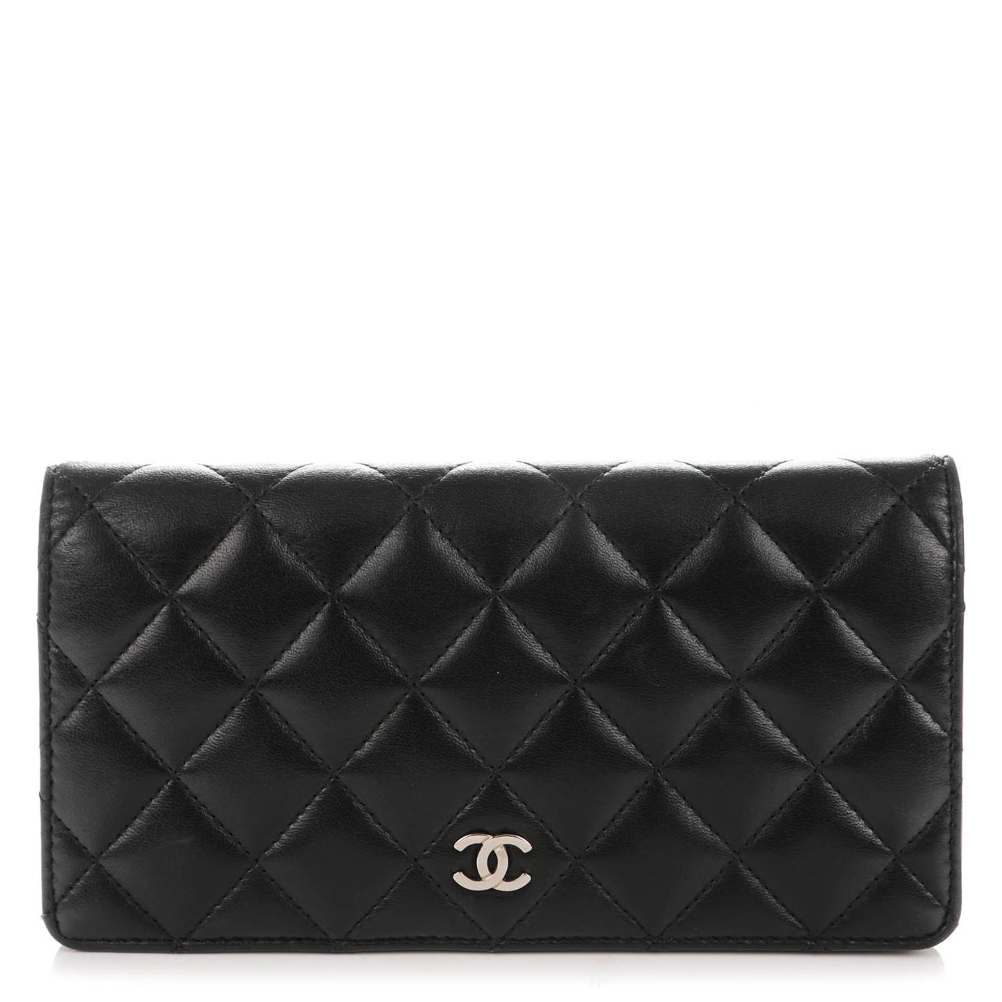 Lambskin Quilted Yen Wallet Black