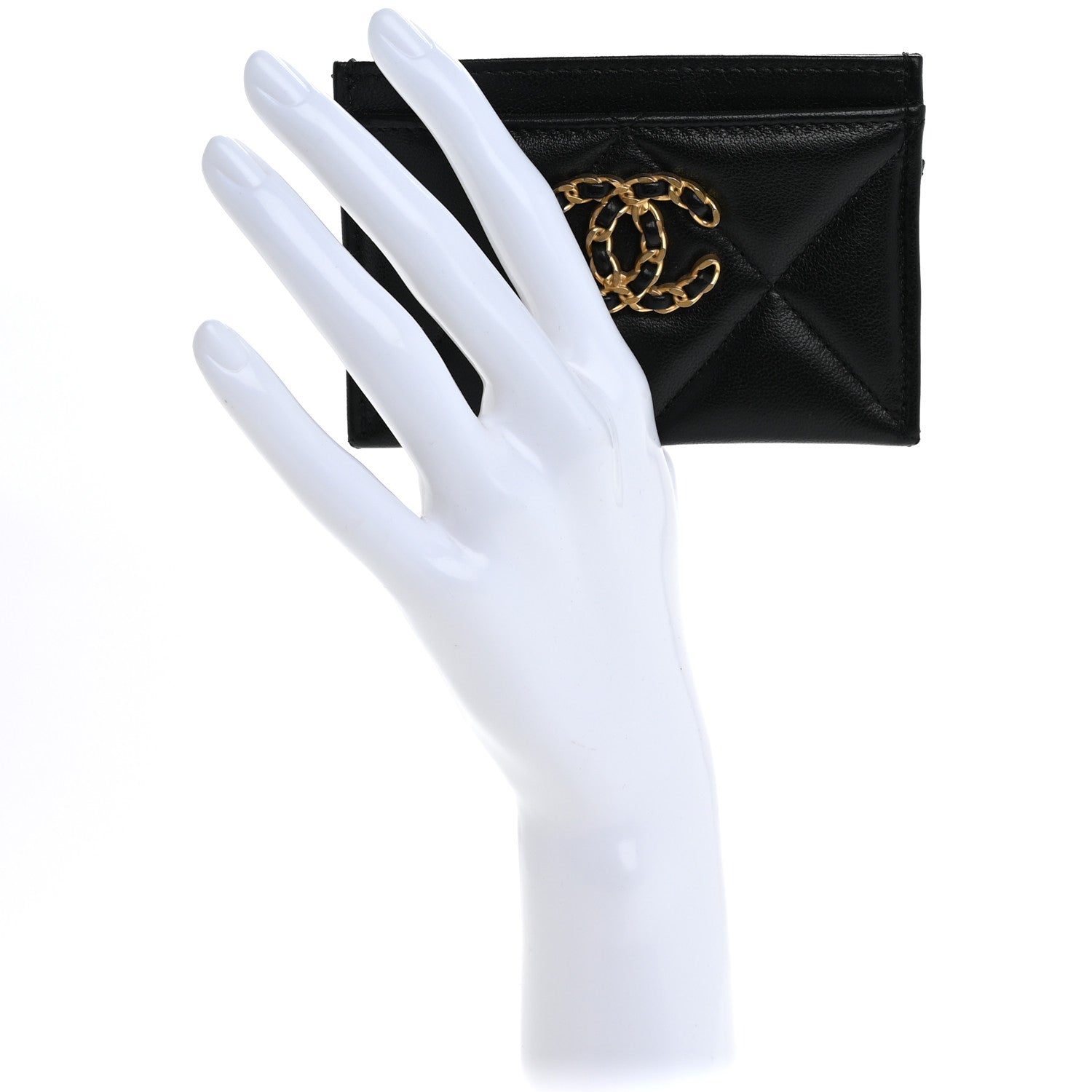 Chanel Lambskin Quilted Chanel 19 Card Holder Black 2 of 10