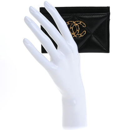 Chanel Lambskin Quilted Chanel 19 Card Holder Black 2 of 10