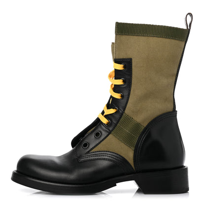 Louis Vuitton Calfskin Canvas Monogram Metropolis Flat Ranger Boots 41 Khaki Black 1 of 9