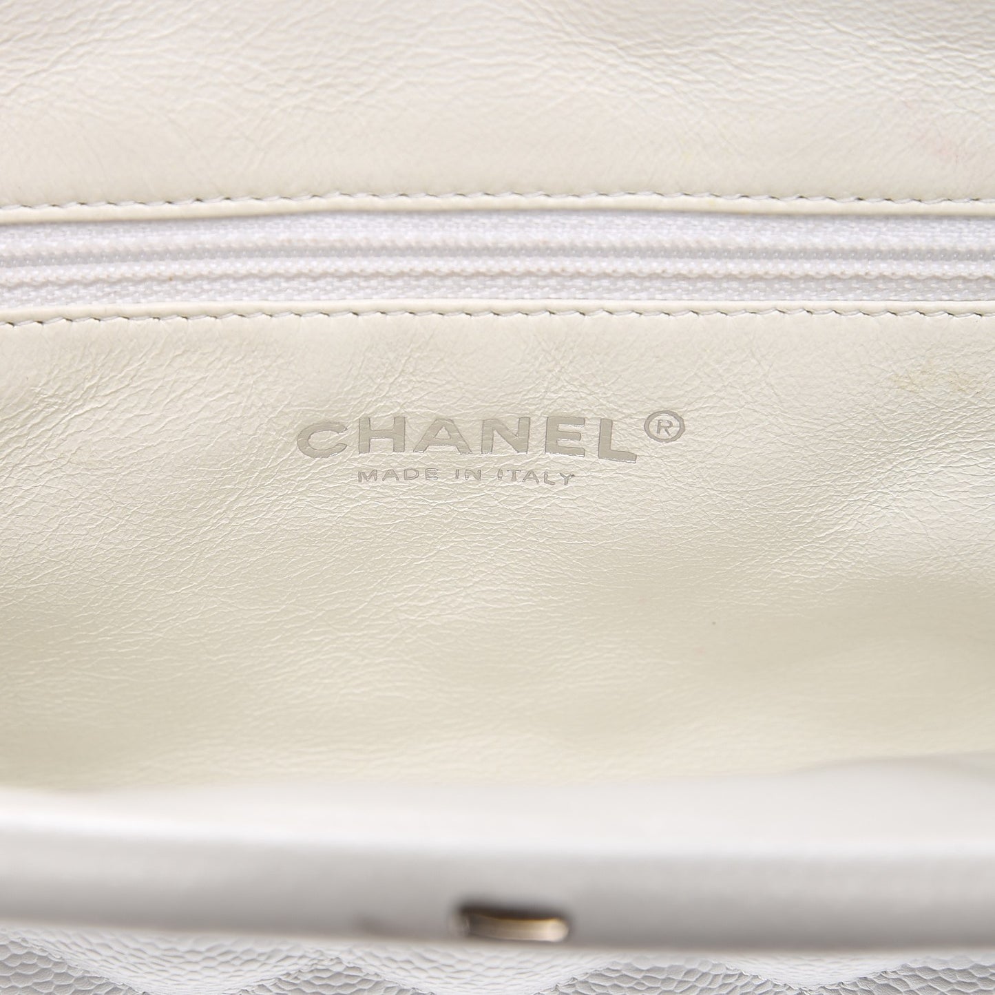 Caviar Quilted Timeless Clutch White