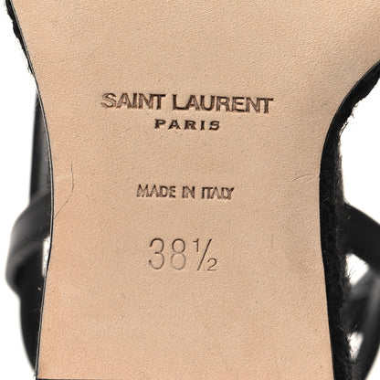 Saint Laurent Calfskin Cassandra Espadrille 105 Wedges 38.5 Black 7 of 9