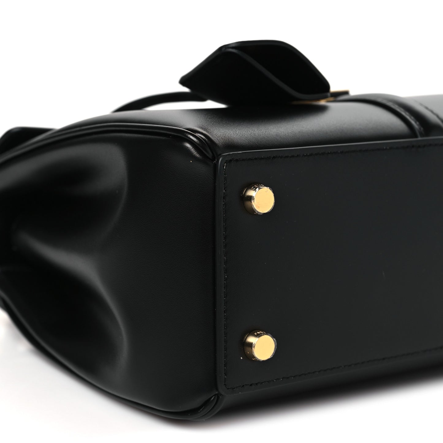 Satinated Calfskin Small 16 Top Handle Bag Black