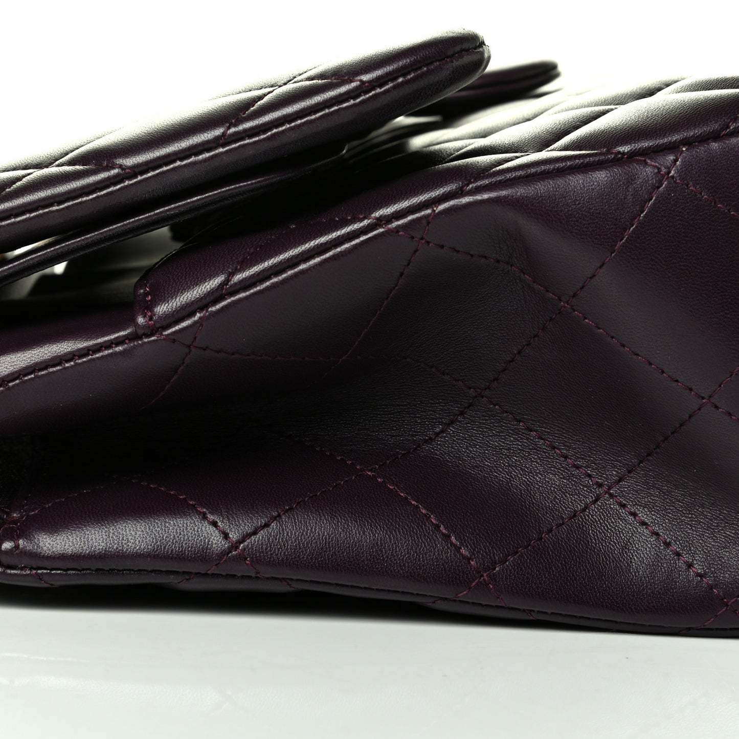 Lambskin Quilted Jumbo Double Flap Purple