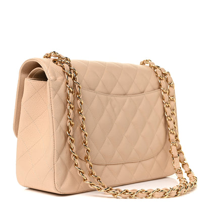 Chanel Caviar Quilted Jumbo Double Flap Beige Clair 3 of 16