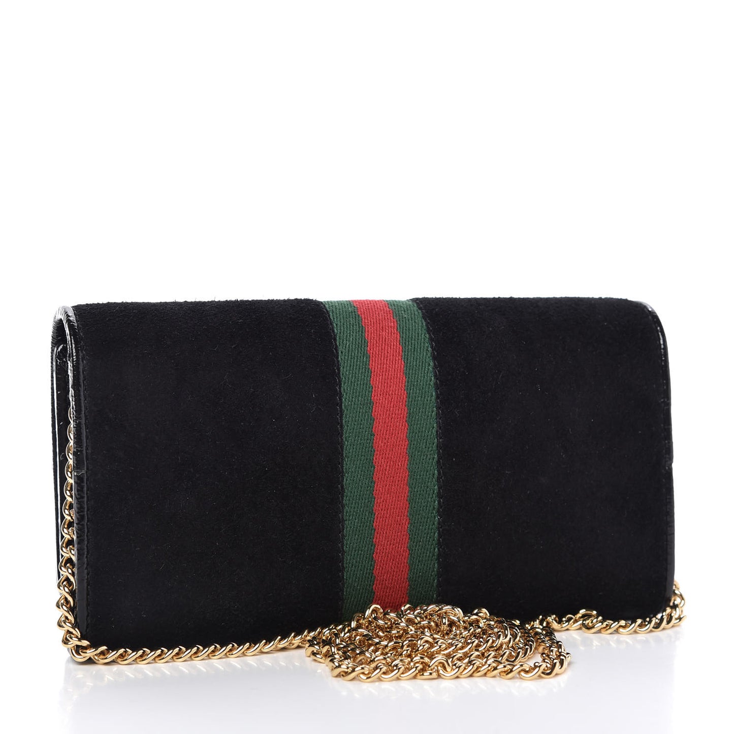 Suede Patent Web Ophidia Wallet On Chain Black