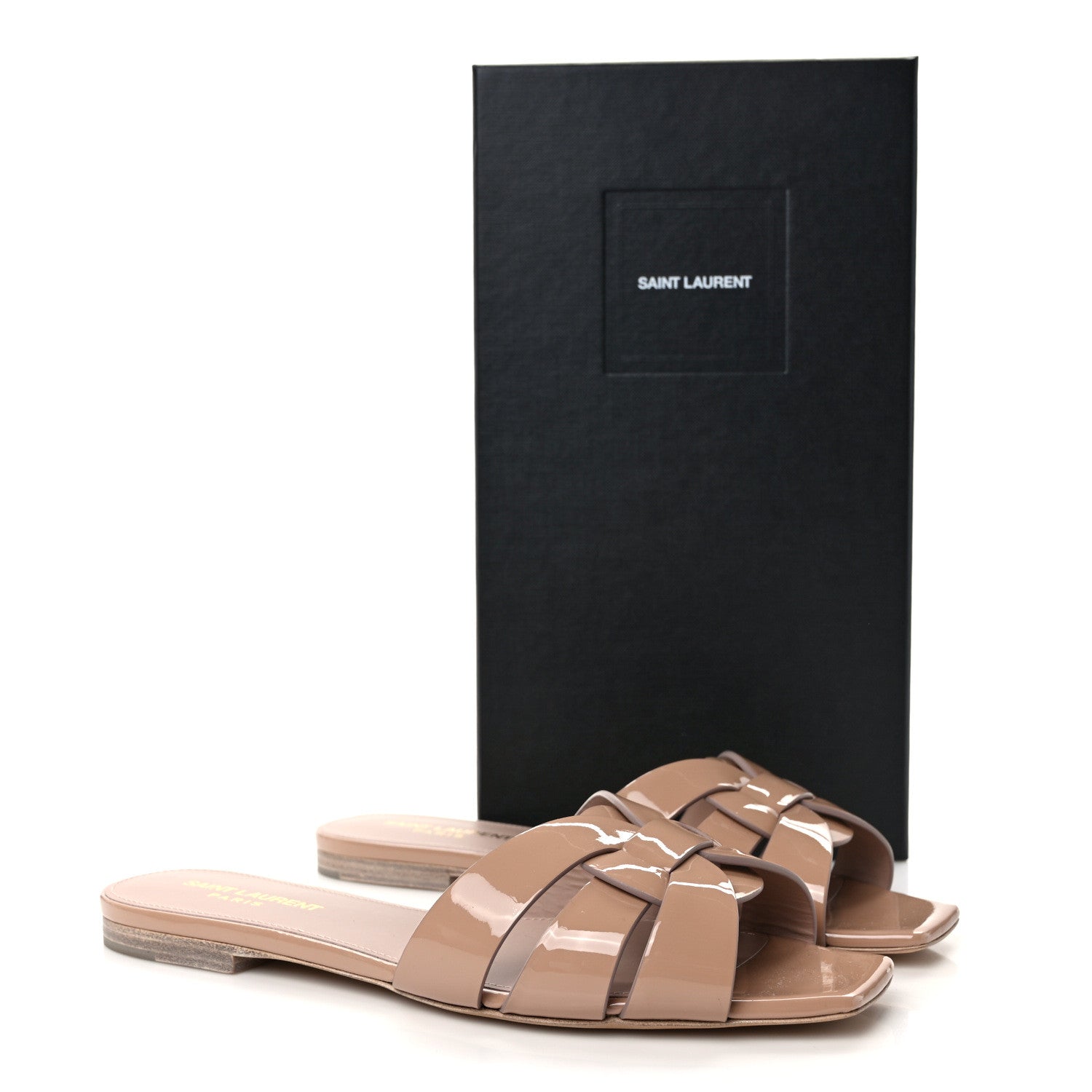Saint Laurent Patent Tribute 05 Slide Sandals 38 Nude 9 of 9
