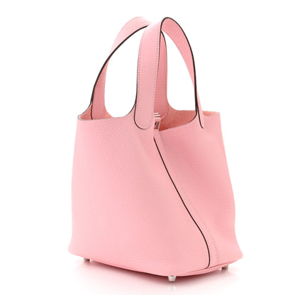 Hermes Taurillon Clemence Picotin Lock 18 PM Rose Sakura 2 of 10